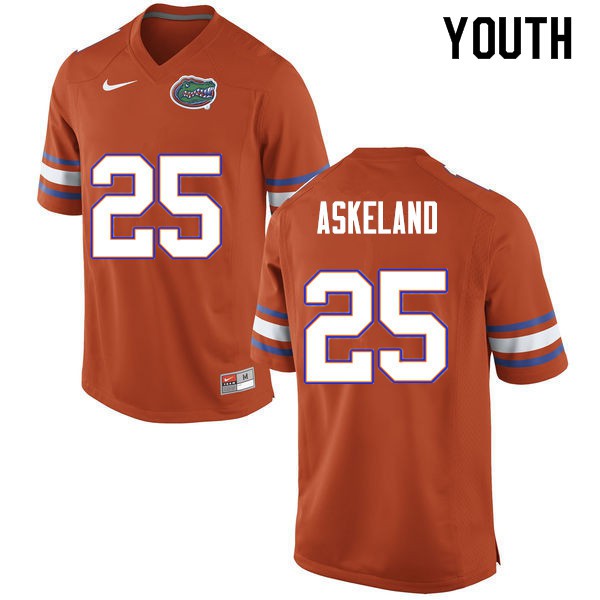 Youth #25 Erik Askeland Florida Gators College Football Jersey Orange